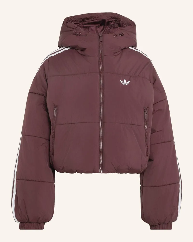 adidas Adicolor Puffer Jacke, Kürzer Geschnitten, Kapuze rot Rot