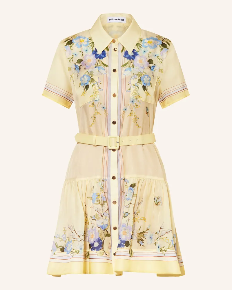 Self-Portrait Hemdblusenkleid gelb Hellgelb