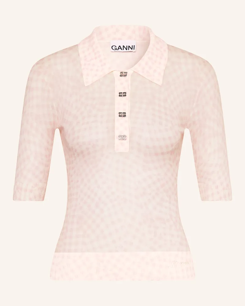 Ganni Jersey-Poloshirt Hellrosa