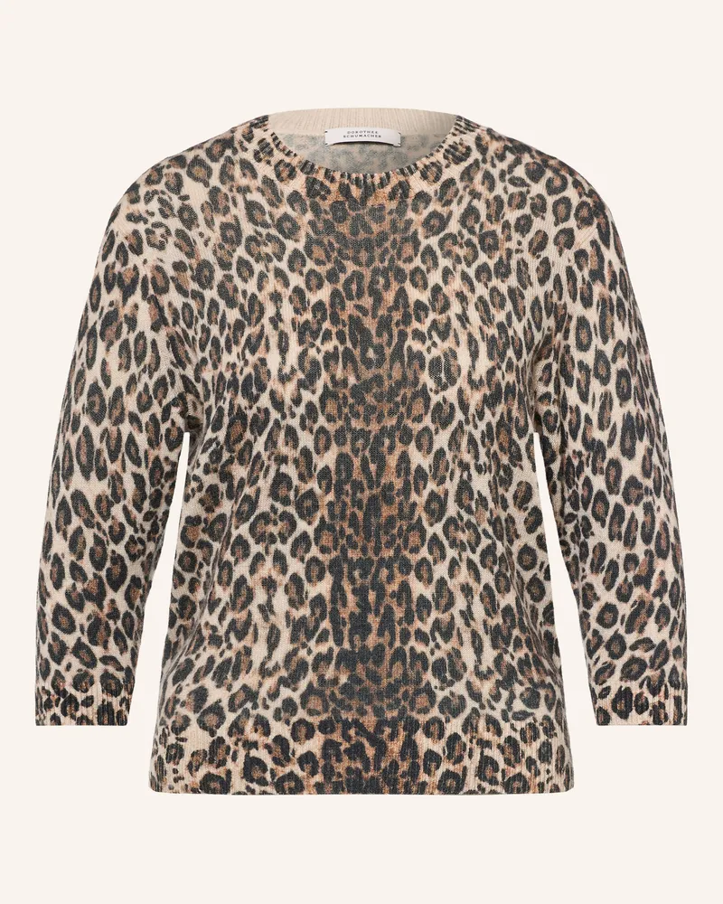 Dorothee Schumacher Pullover Leopard Statements Mit Cashmere Und 3/4-Arm beige Beige
