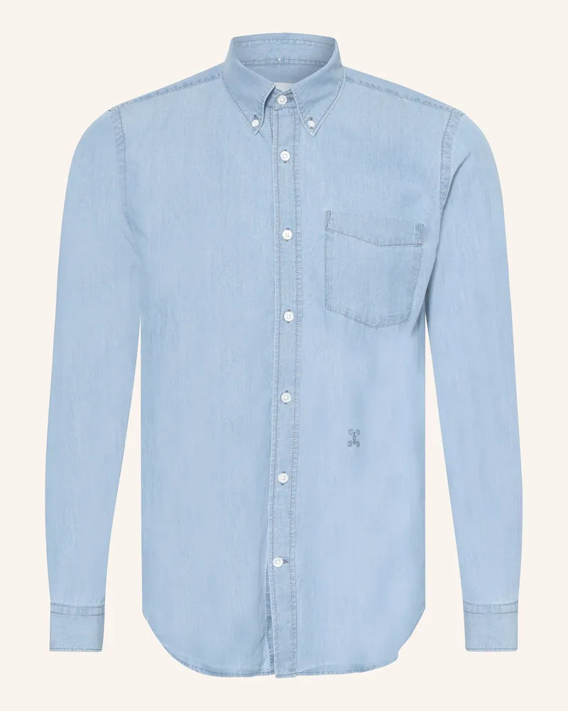Closed Hemd Comfort Fit in Jeansoptik Hellblau