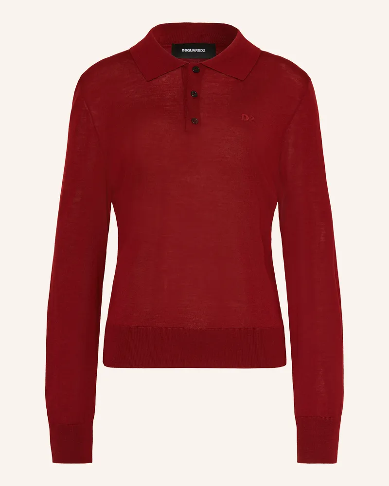 Dsquared2 Strick-Poloshirt Dunkelrot