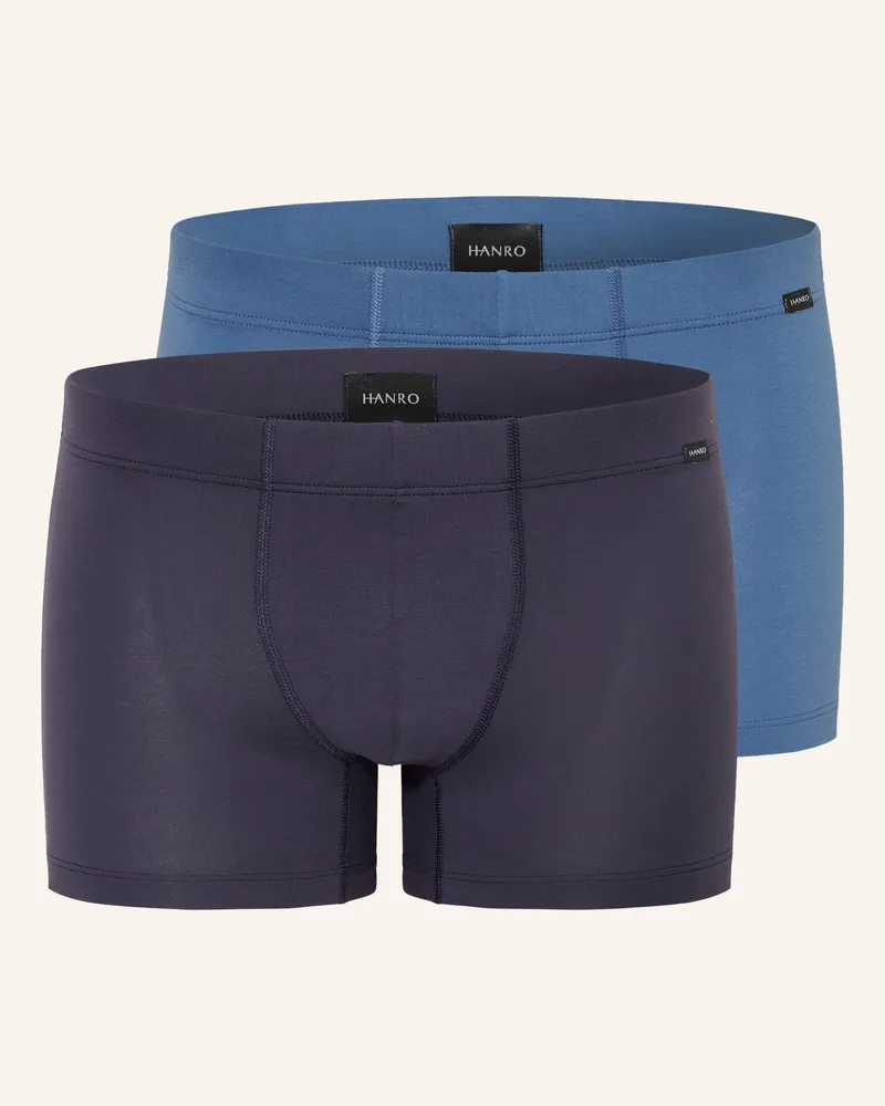 Hanro 2er-Pack Boxershorts Cotton Essentials grau Dunkelblau