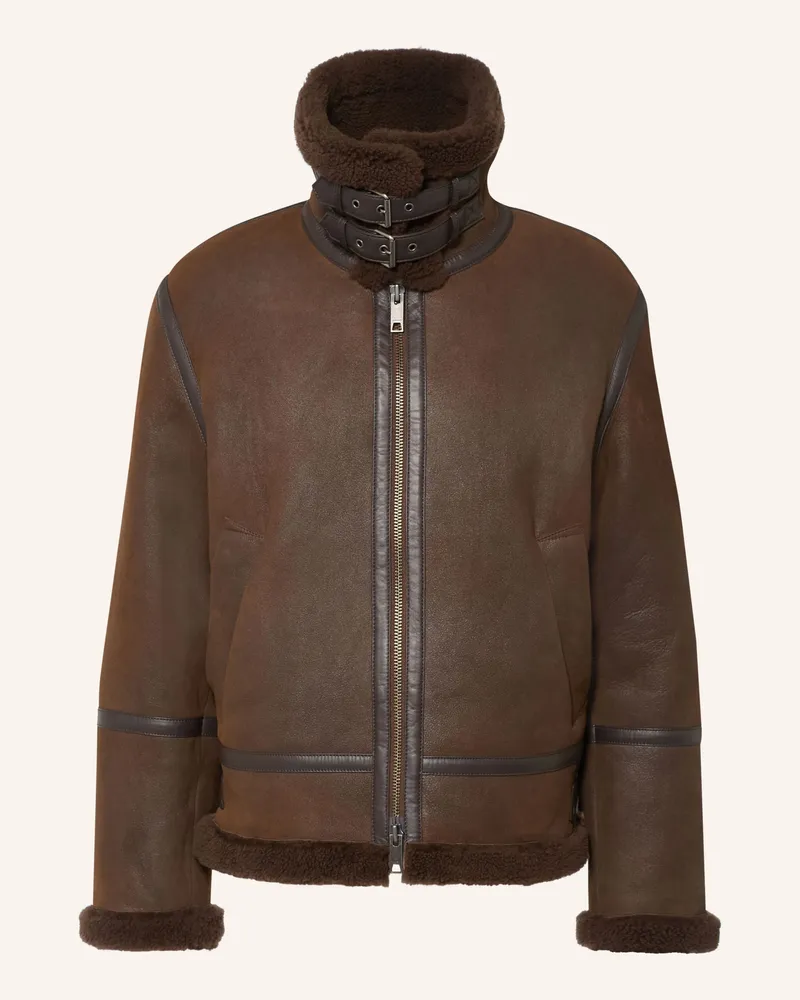 Gant Lederjacke braun Dunkelbraun