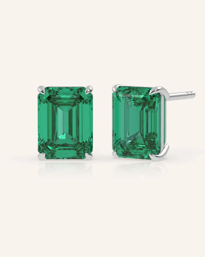 VEYNOU Ohrstecker EDEN ESSENCE aus 14 Karat Weißgold und 4,0ct. Smaragd Weissgold
