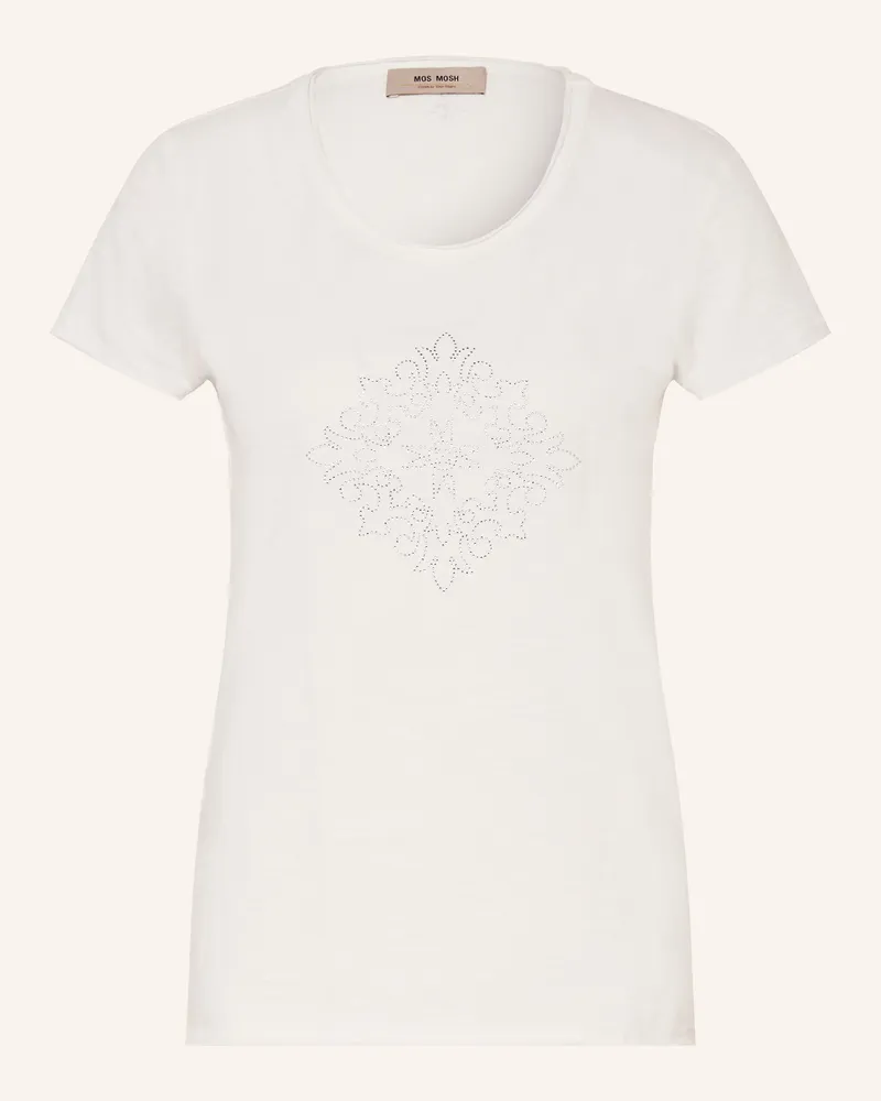 Mos Mosh T-Shirt Mmsherri Mit Schmucksteinen weiss Ecru