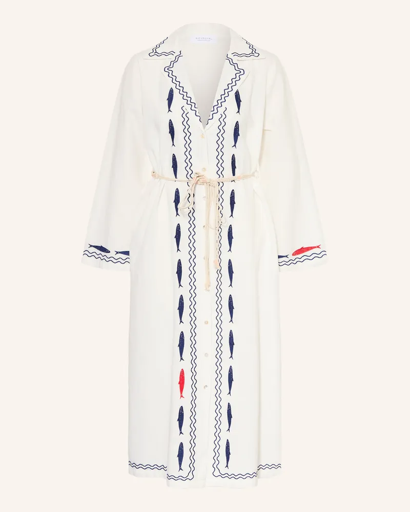 Rich&Royal Kleid Mit Leinen weiss Weiss