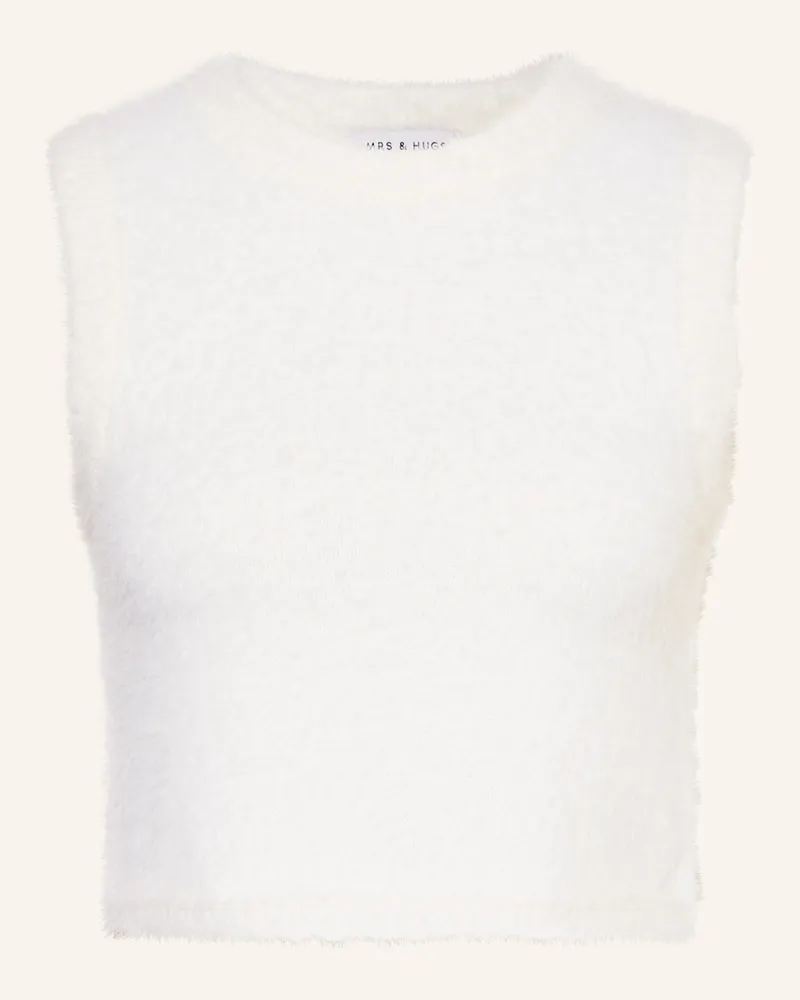 Mrs & HUGS Cropped-Stricktop Ecru
