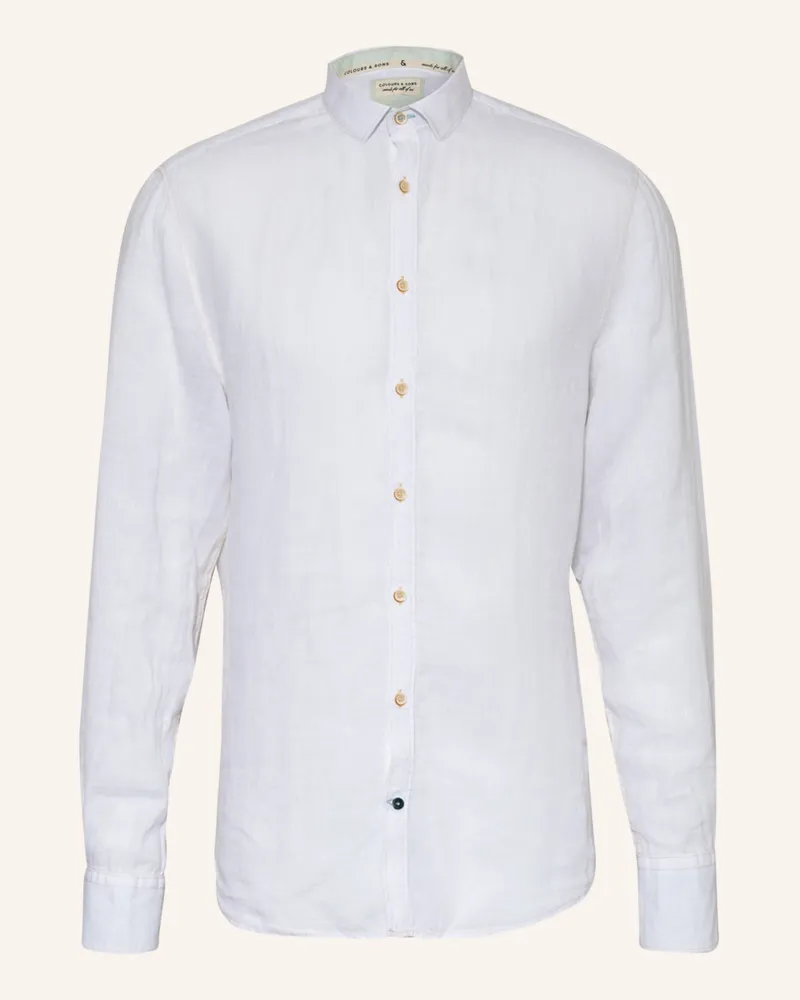 colours & sons Leinenhemd Regular Fit Weiss