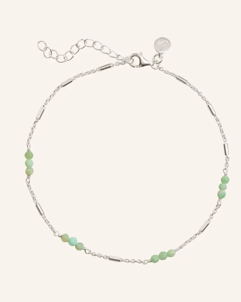 POMPIDOU Fußkette LINA CHRYSOPHRASE GREEN by GLAMBOU Silber