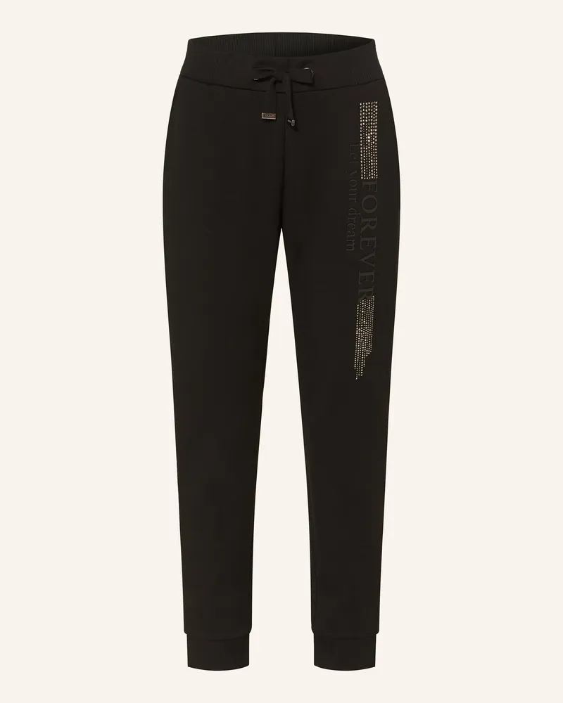 monari Sweatpants mit Schmucksteinen Schwarz