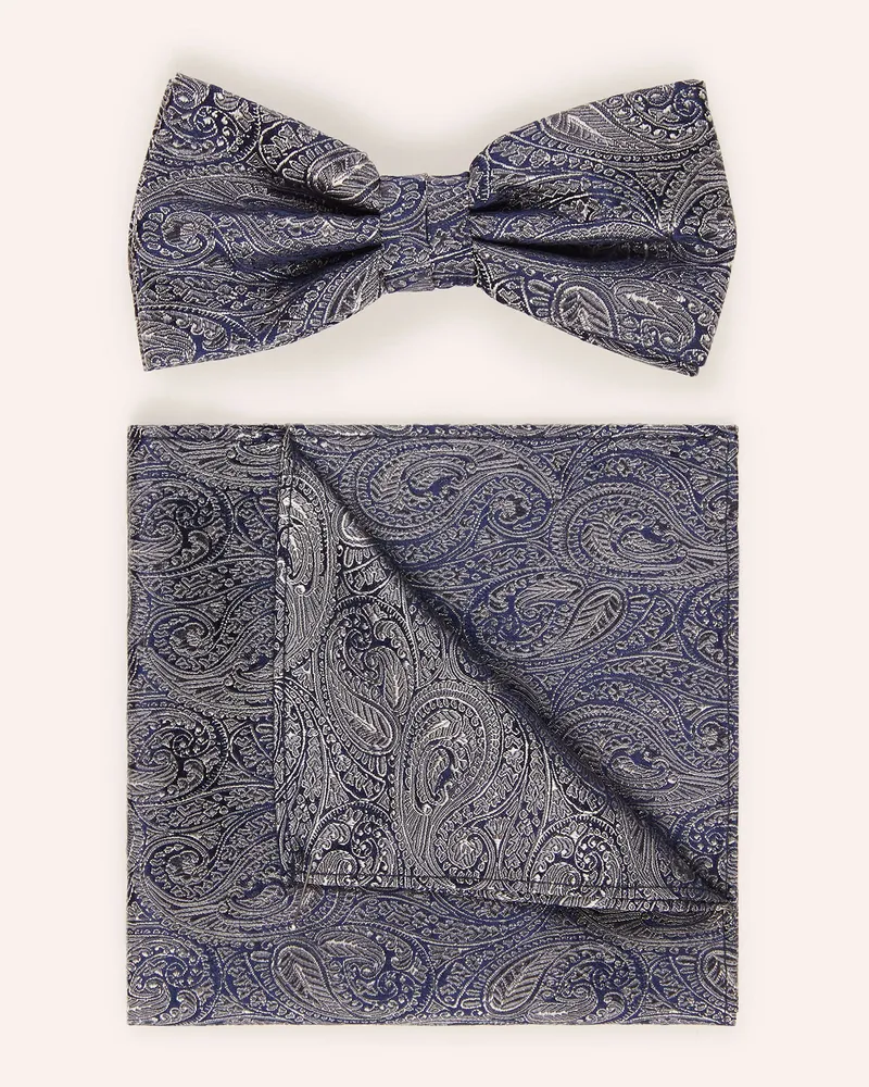 paul Set: Fliege und Einstecktuch Dunkelblau
