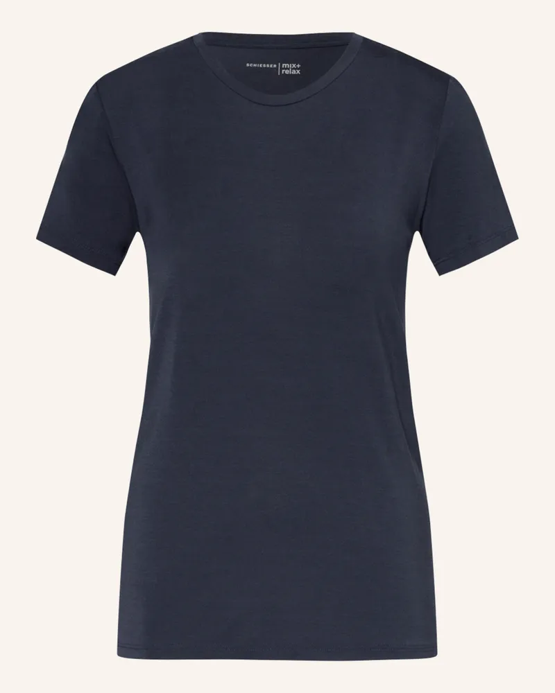 Schiesser Schlafshirt Mix+Relax blau Dunkelblau