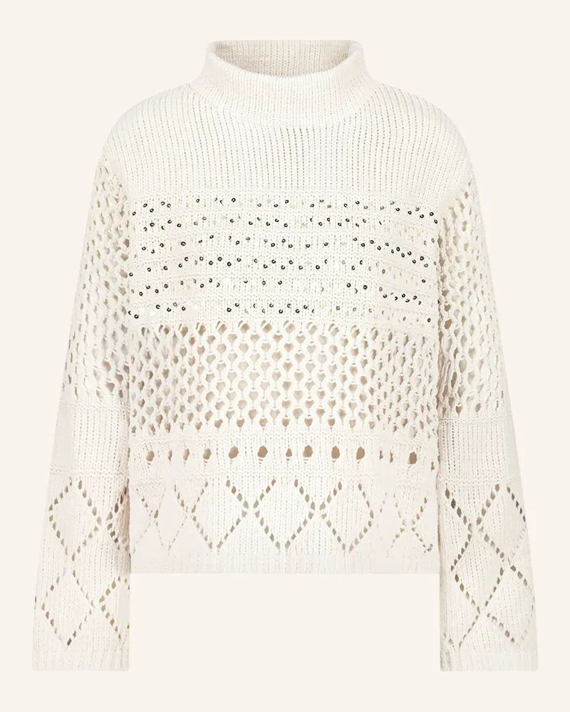 monari Pullover mit Pailletten Creme