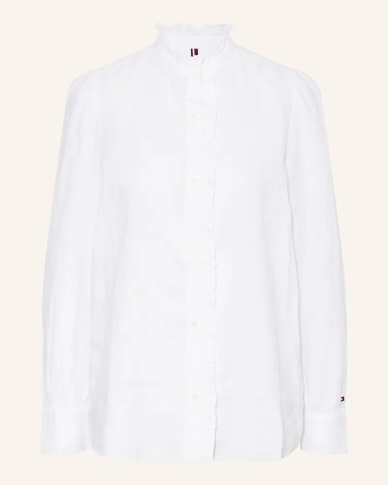 Tommy Hilfiger Bluse aus Leinen mit Rüschen Weiss