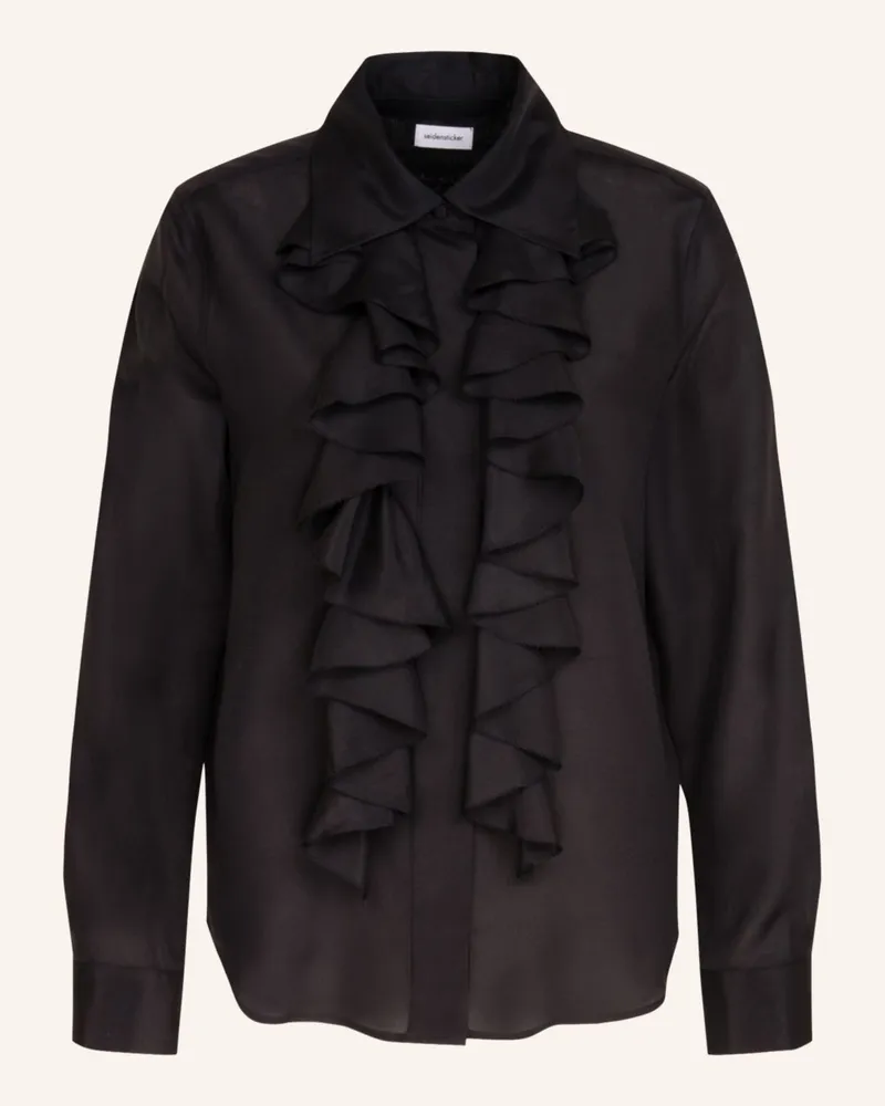 Seidensticker Rüschenbluse, Hemdbluse Schwarz