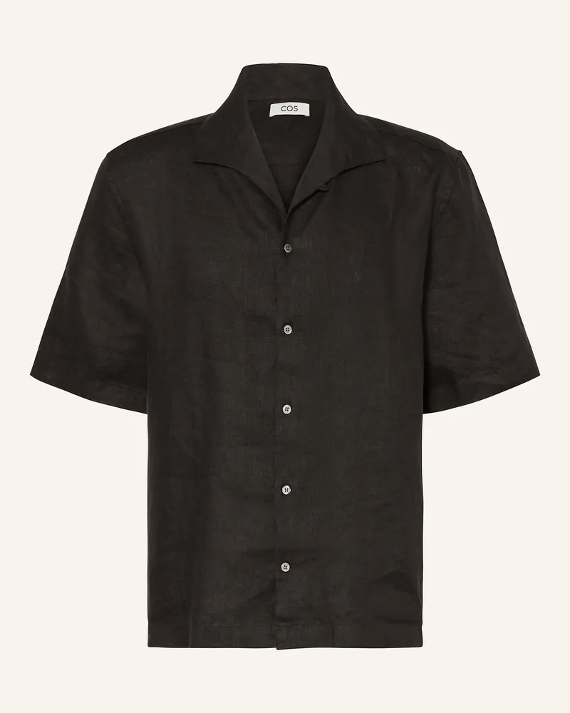 COS Resorthemd Regular Fit aus Leinen Schwarz