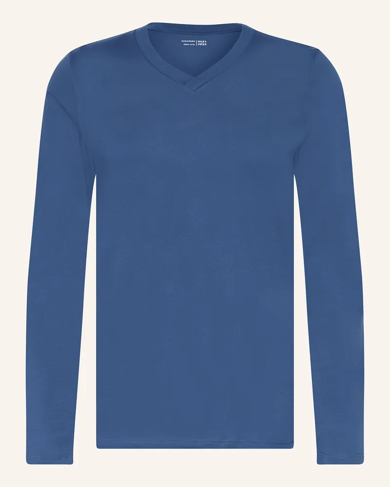 Schiesser Schlafshirt Mix+Relax blau Dunkelblau
