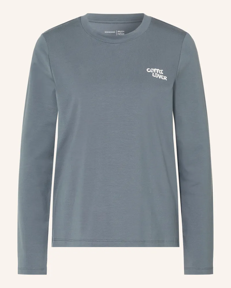 Schiesser Schlafshirt Mix+Relax grau Blaugrau