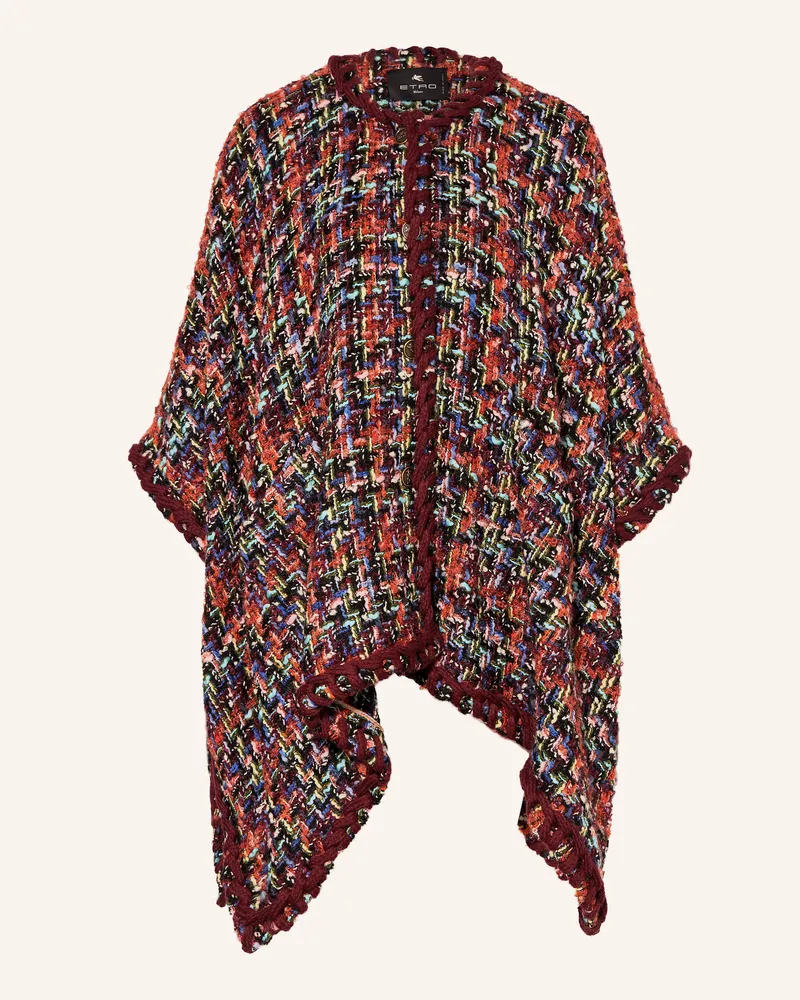 Etro Tweed-Cape mit Glitzergarn Dunkelrot