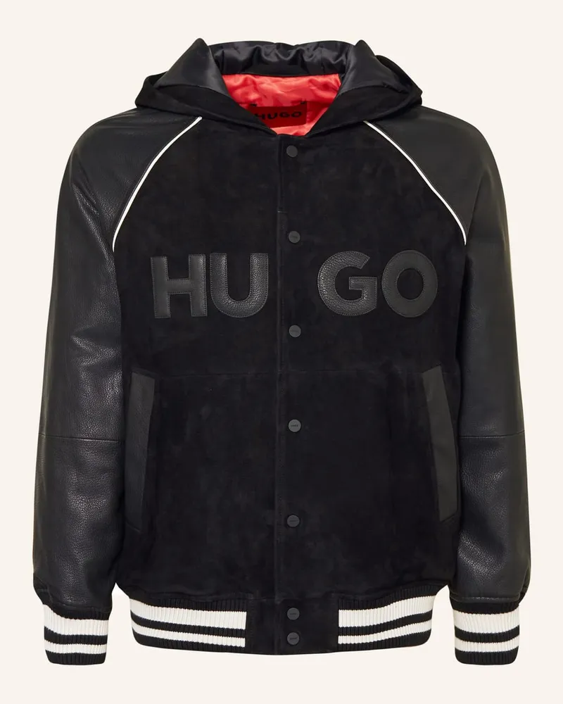 HUGO BOSS Overjacket LODER aus Leder Schwarz