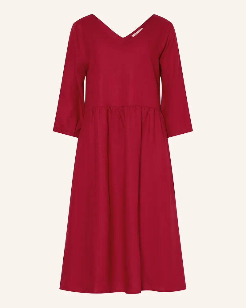 lilienfels Leinenkleid mit 3/4-Arm Dunkelrot