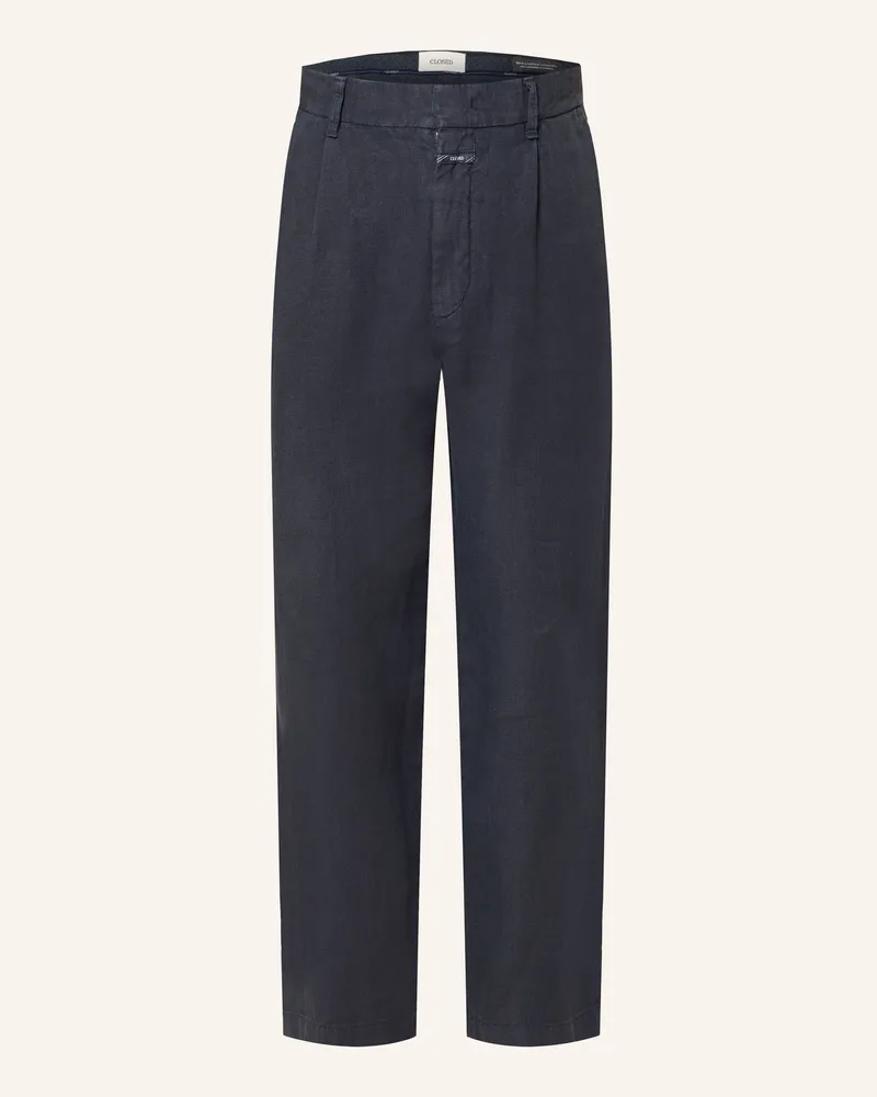 Closed Leinenhose Blomberg Relaxed Fit blau Dunkelblau