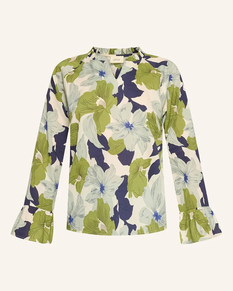 Cartoon Blusenshirt mit Rüschen Grün