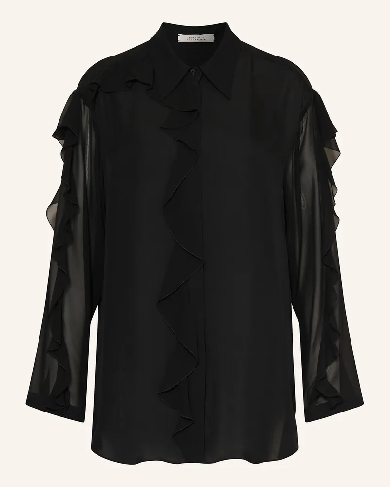 Dorothee Schumacher Hemdbluse SHEER TWIST aus Seide mit Volants Schwarz