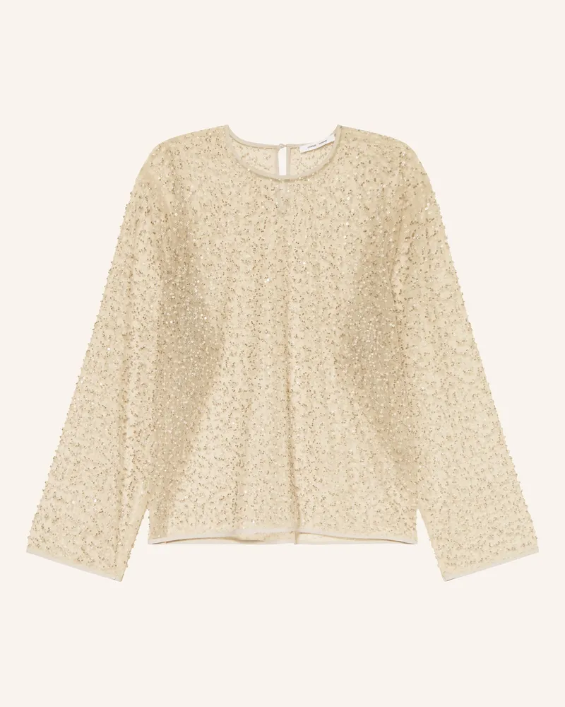 Samsøe & Samsøe Blusenshirt Samally Aus Mesh Mit Schmuckperlen Und Pailletten grau Hellgrau