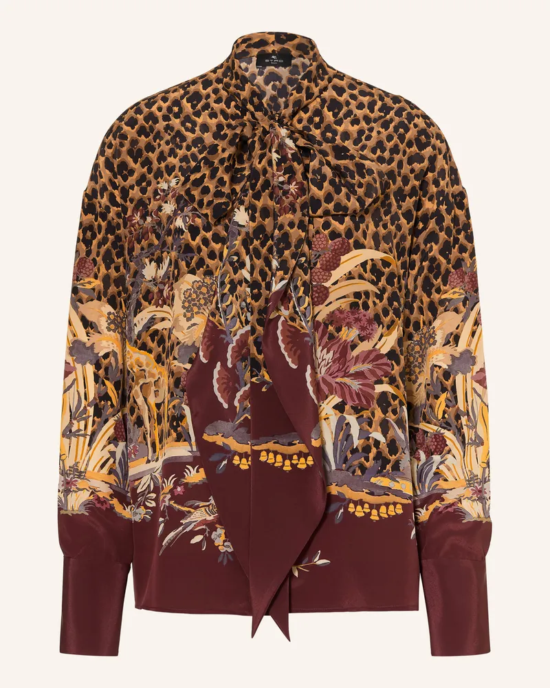 Etro Schluppenbluse Aus Seide rot Braun