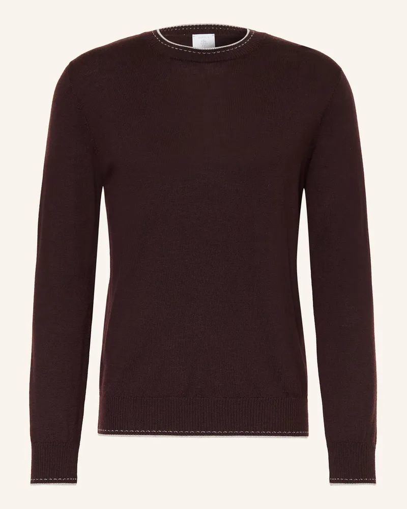 Eleventy Pullover rot Dunkelbraun
