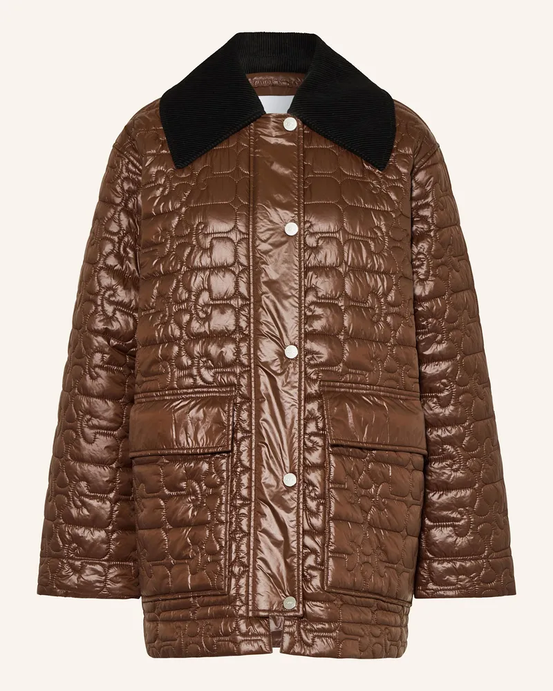 Ganni Oversized-Steppjacke Dunkelbraun