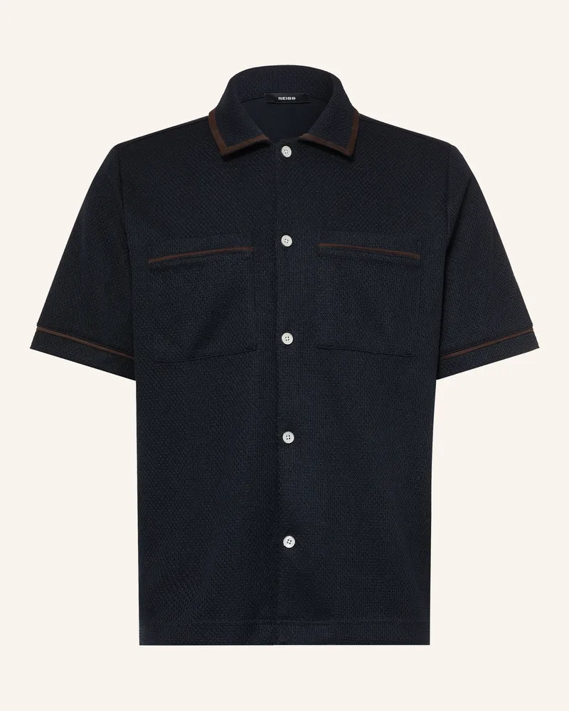 Reiss Kurzarm-Hemd Weaver Comfort Fit blau Dunkelblau