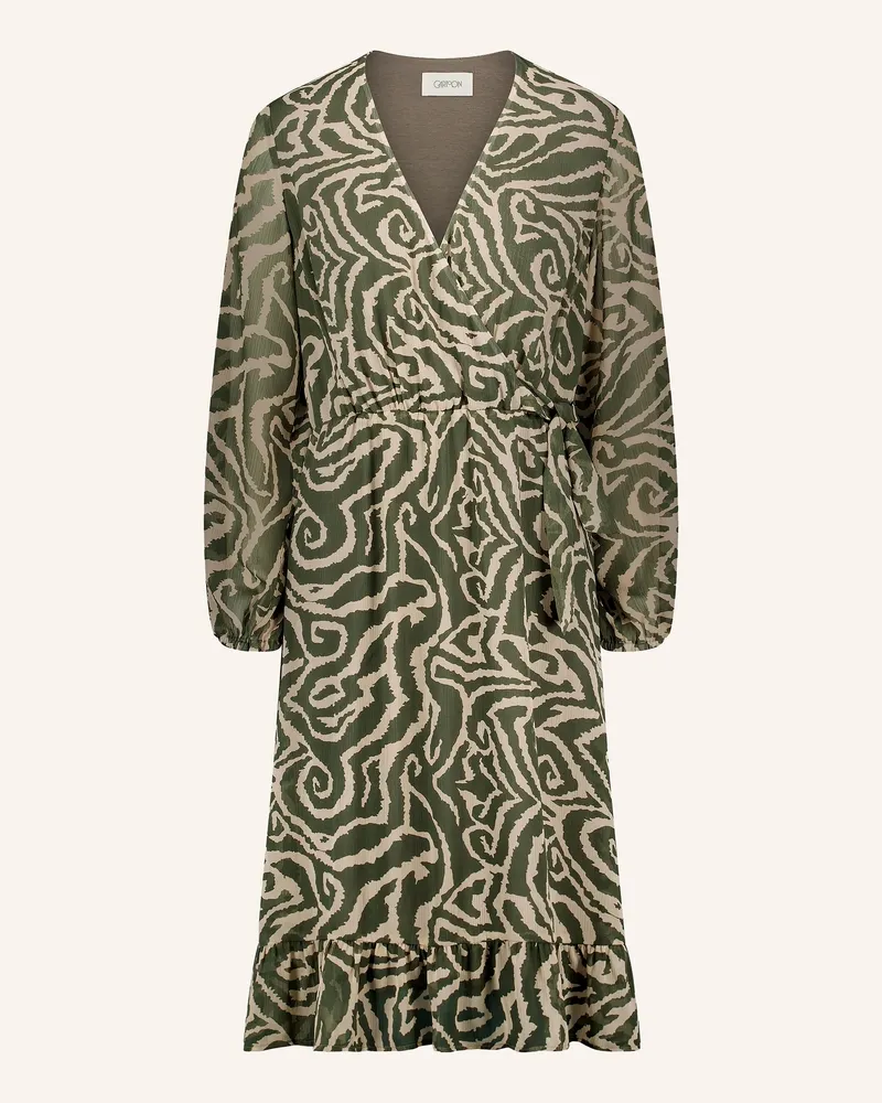 Cartoon Kleid In Wickeloptik beige Khaki