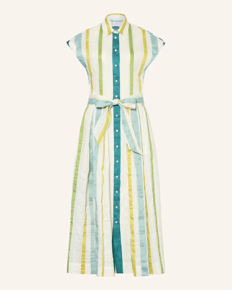 Sara Roka Hemdblusenkleid Edrina Mit Leinen weiss Creme