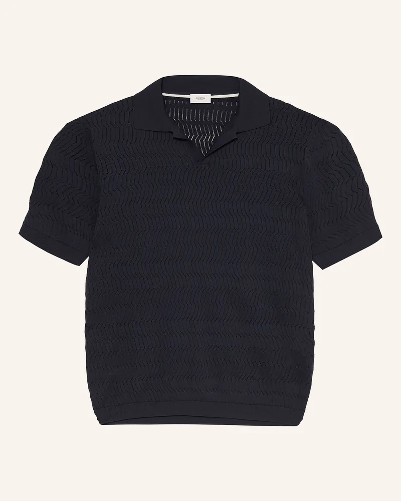 AGNONA Strick-Poloshirt mit Seide Dunkelblau