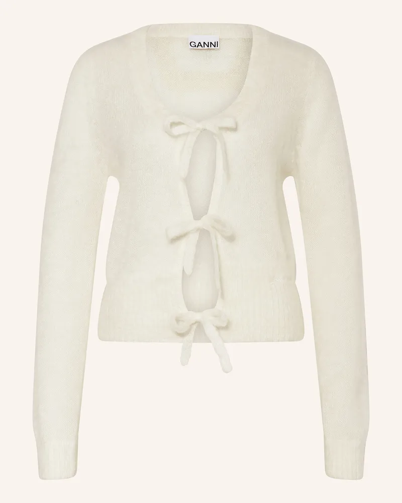 Ganni Strickjacke mit Mohair Weiss