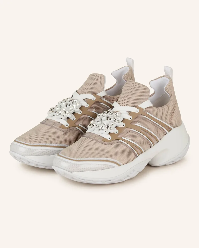 Roger Vivier Sneaker Viv' Run Mit Schmucksteinen beige Creme
