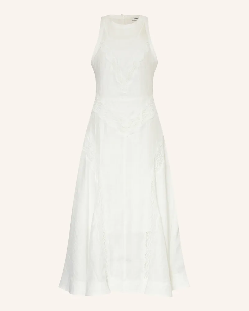 Sandro Leinenkleid mit Spitze Weiss