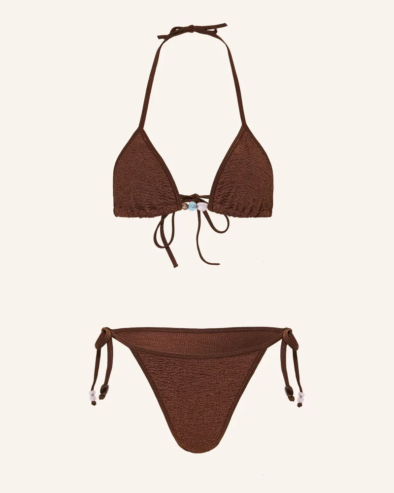 Hunza G Triangel-Bikini Gina Mit Schmuckperlen braun Braun