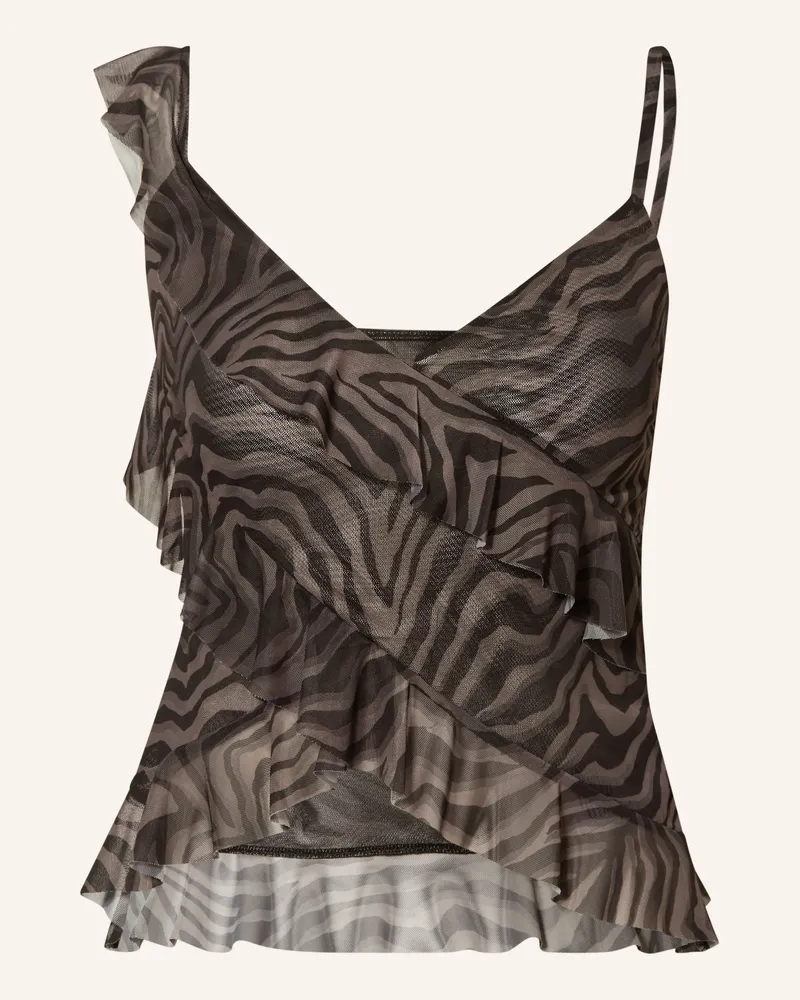 Riani Blusentop Aus Mesh Mit Volants beige Taupe