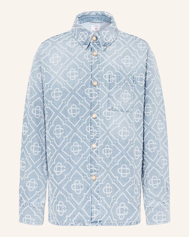 Casablanca Paris Jeanshemd Comfort Fit Mit Schmuckperlen blau Hellblau