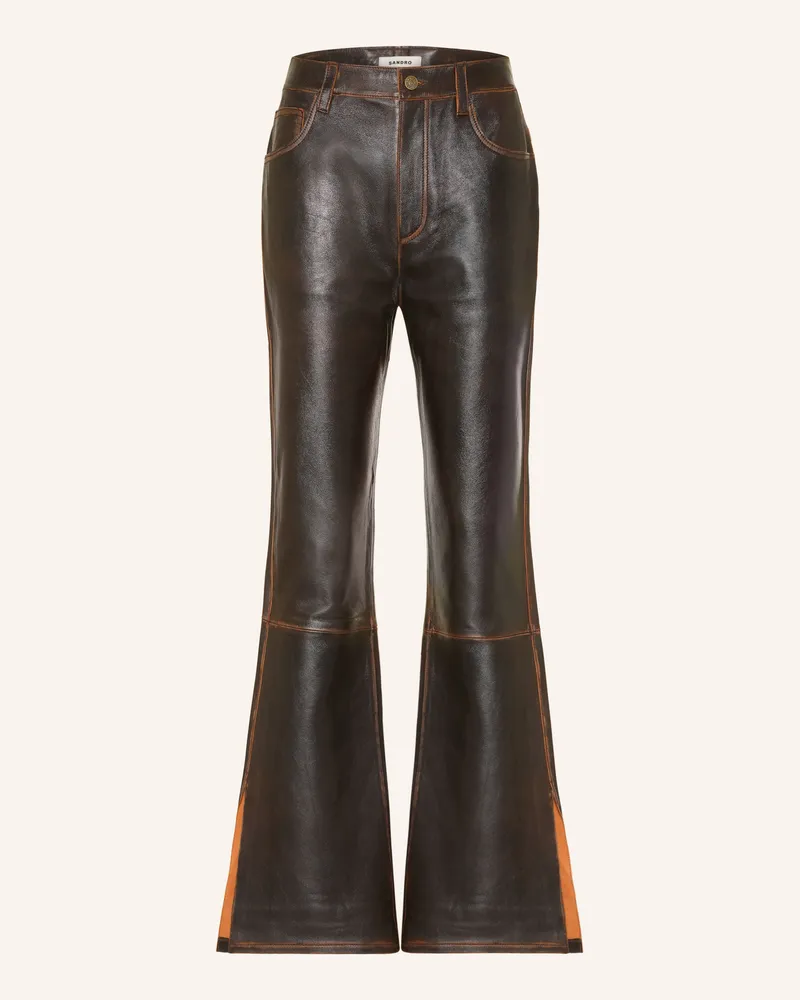 Sandro Bootcut-Hose Aus Leder braun Dunkelbraun