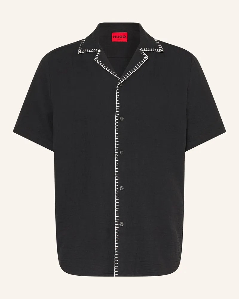 HUGO BOSS Resorthemd Ellino Straight Fit schwarz Schwarz