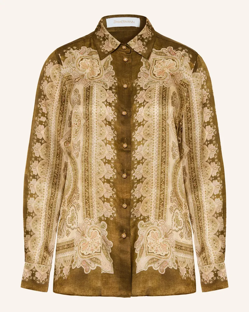 Zimmermann Hemdbluse Luna Aus Seide gruen Oliv
