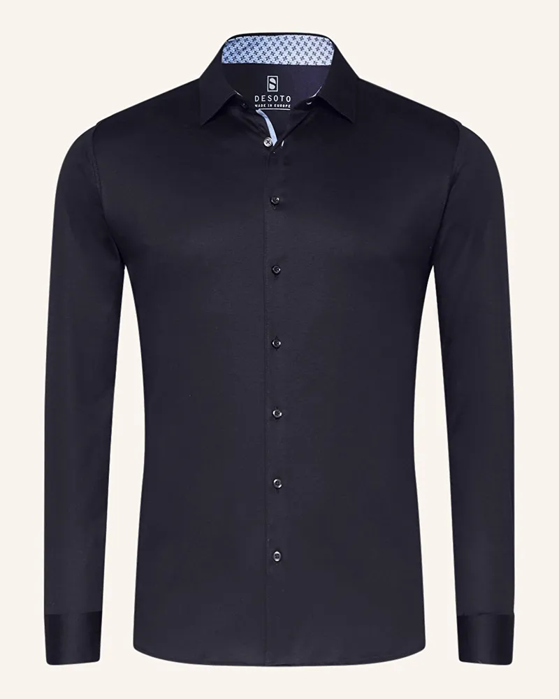 DESOTO Jerseyhemd Slim Fit Dunkelblau