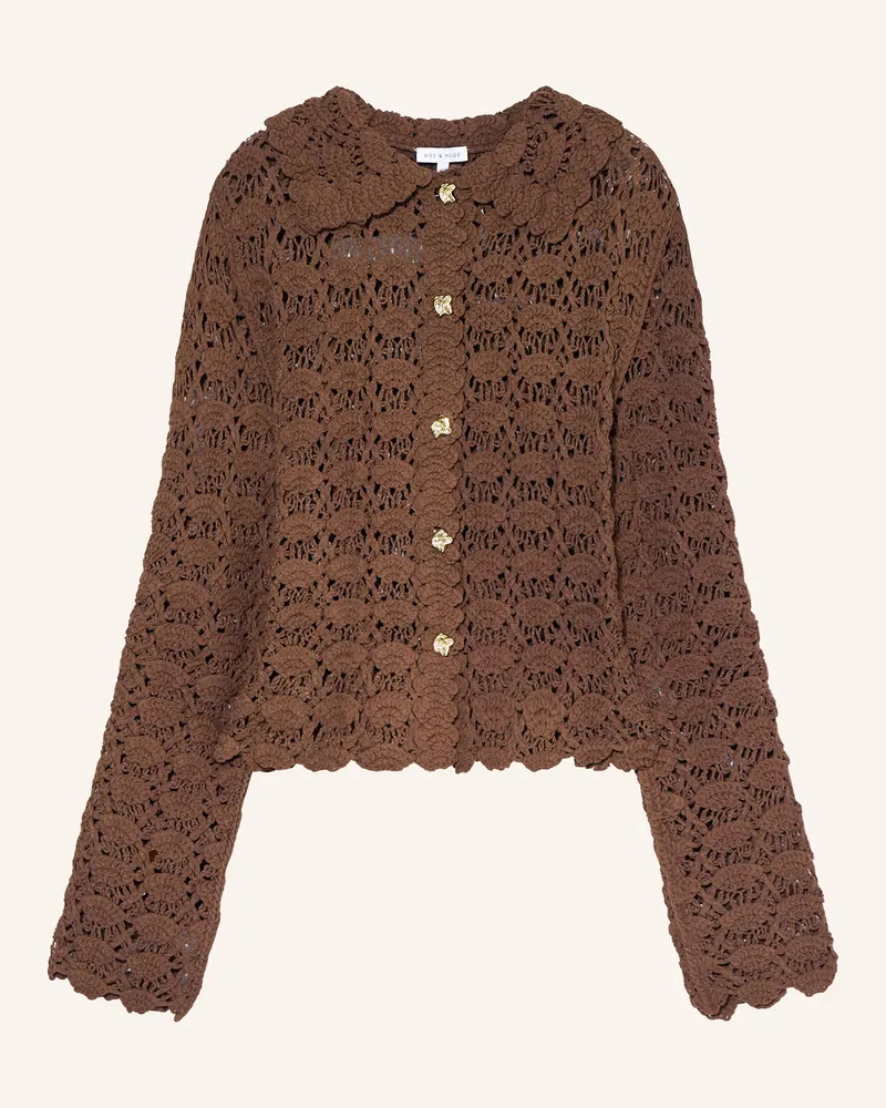 Mrs & HUGS Häkeljacke braun Braun