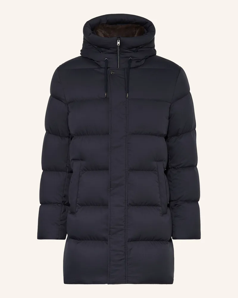 Herno Daunenjacke mit abnehmbarem Kunstfell Dunkelblau