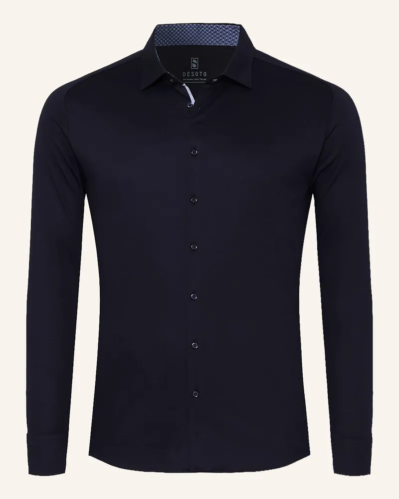 DESOTO Jerseyhemd Slim Fit blau Dunkelblau